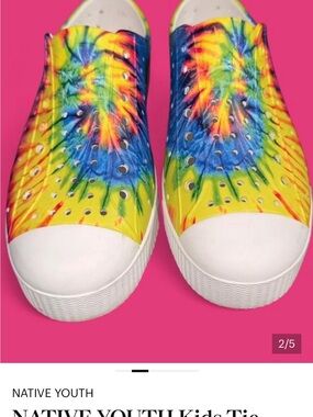 NATIVE YOUTH Kids Tie-Dye Slip-On Sneakers - Yellow Blue Pink Green Toddler size